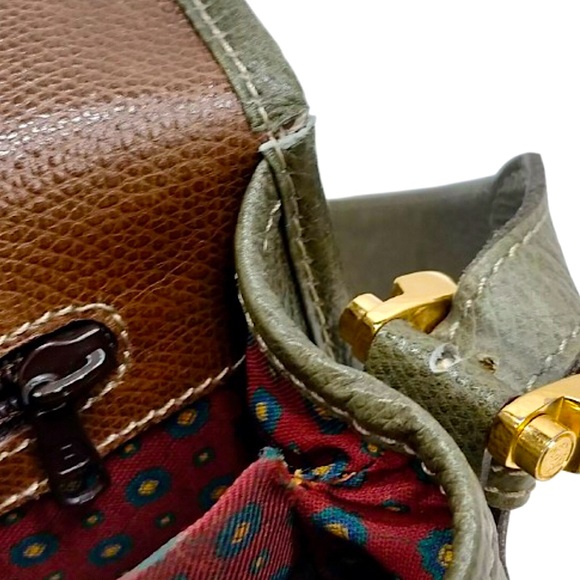 LOEWE Brown & Green Leather Single Flap Shoulder Bag UNISEX - Picture 4 of 11